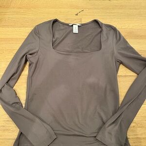 H&M Gray Fitted top with Square Neckline